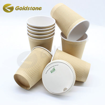 Robuuste Duurzame Ripple Wall Paper Cup Kraft Ripple Coffee Cup Voor Warme Dranken