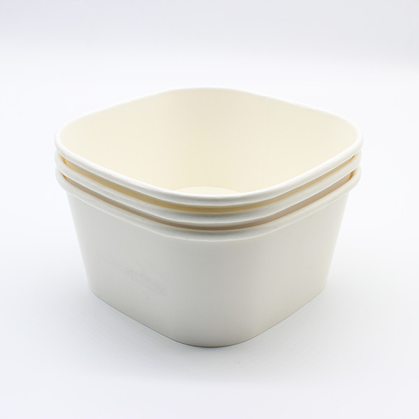 FDA Vierkante Eco-vriendelijke takeaway voedselcontainers Aanpassing Voedselverpakking Vierkante papieren schaal 3