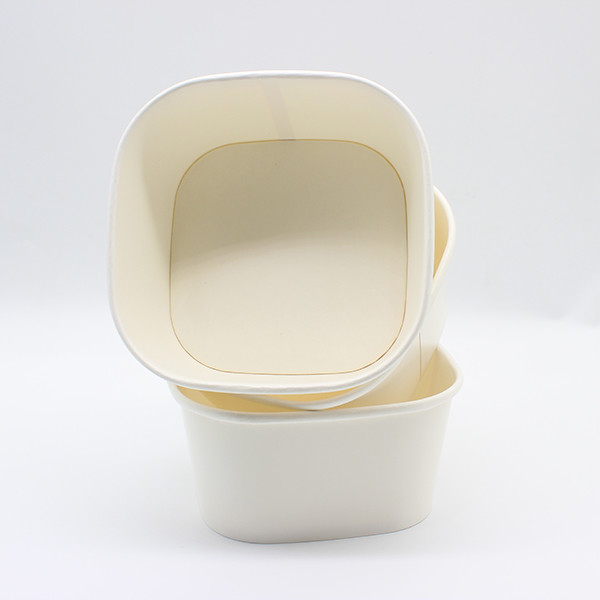 FDA Vierkante Eco-vriendelijke takeaway voedselcontainers Aanpassing Voedselverpakking Vierkante papieren schaal 2